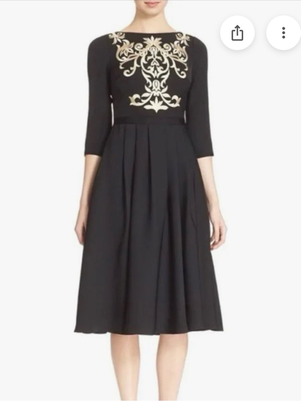Ted Baker Black Dress with Gold Floral Applique